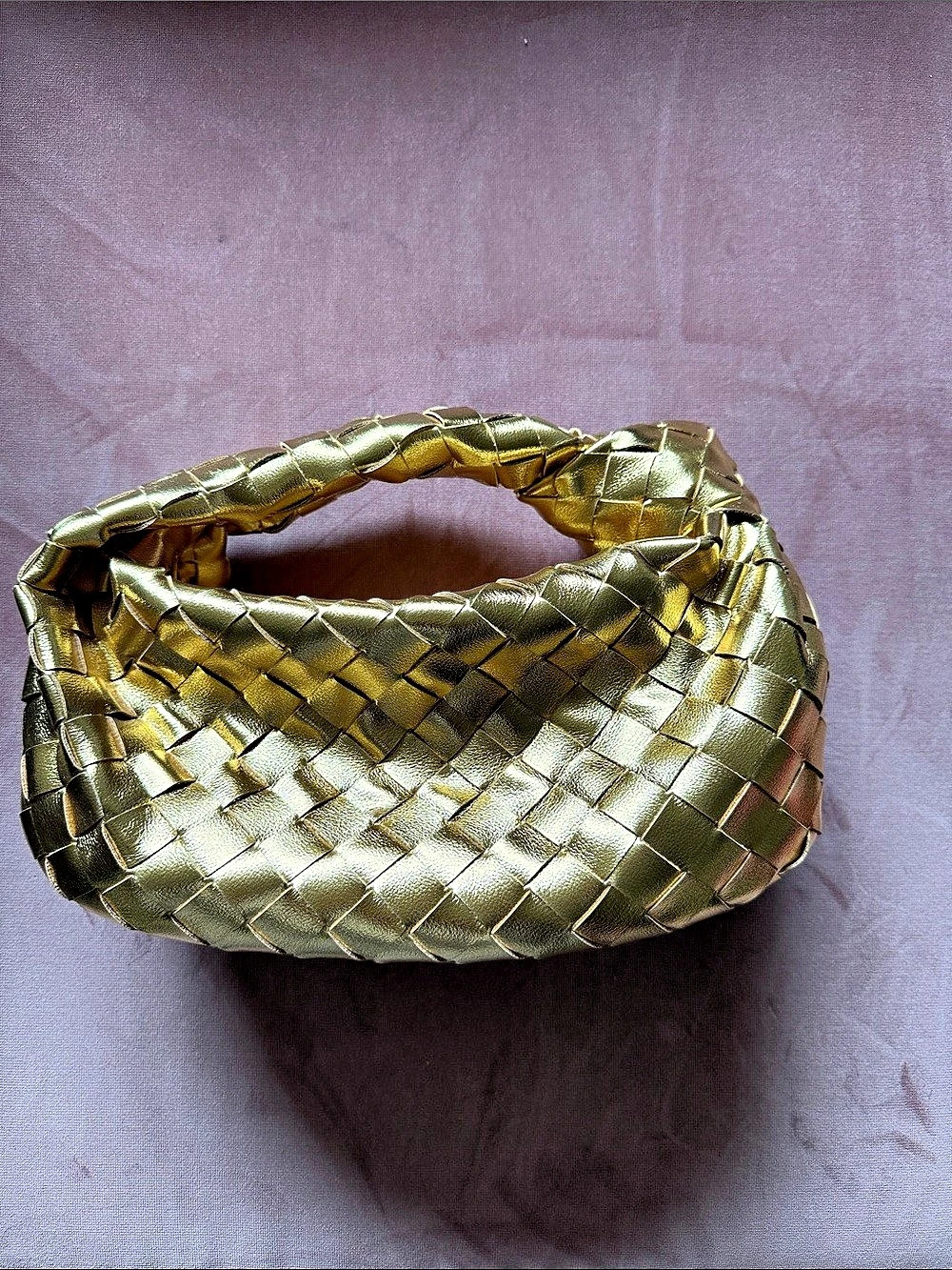 Mini Woven Shoulder Bag Gold